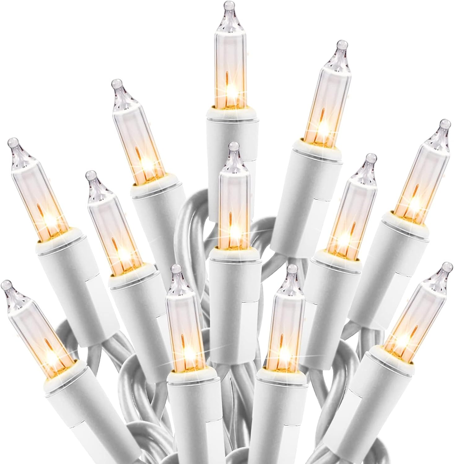 Clear Christmas Lights Set 100 Count 25 Feet Incandescent Bulb Mini String Light...