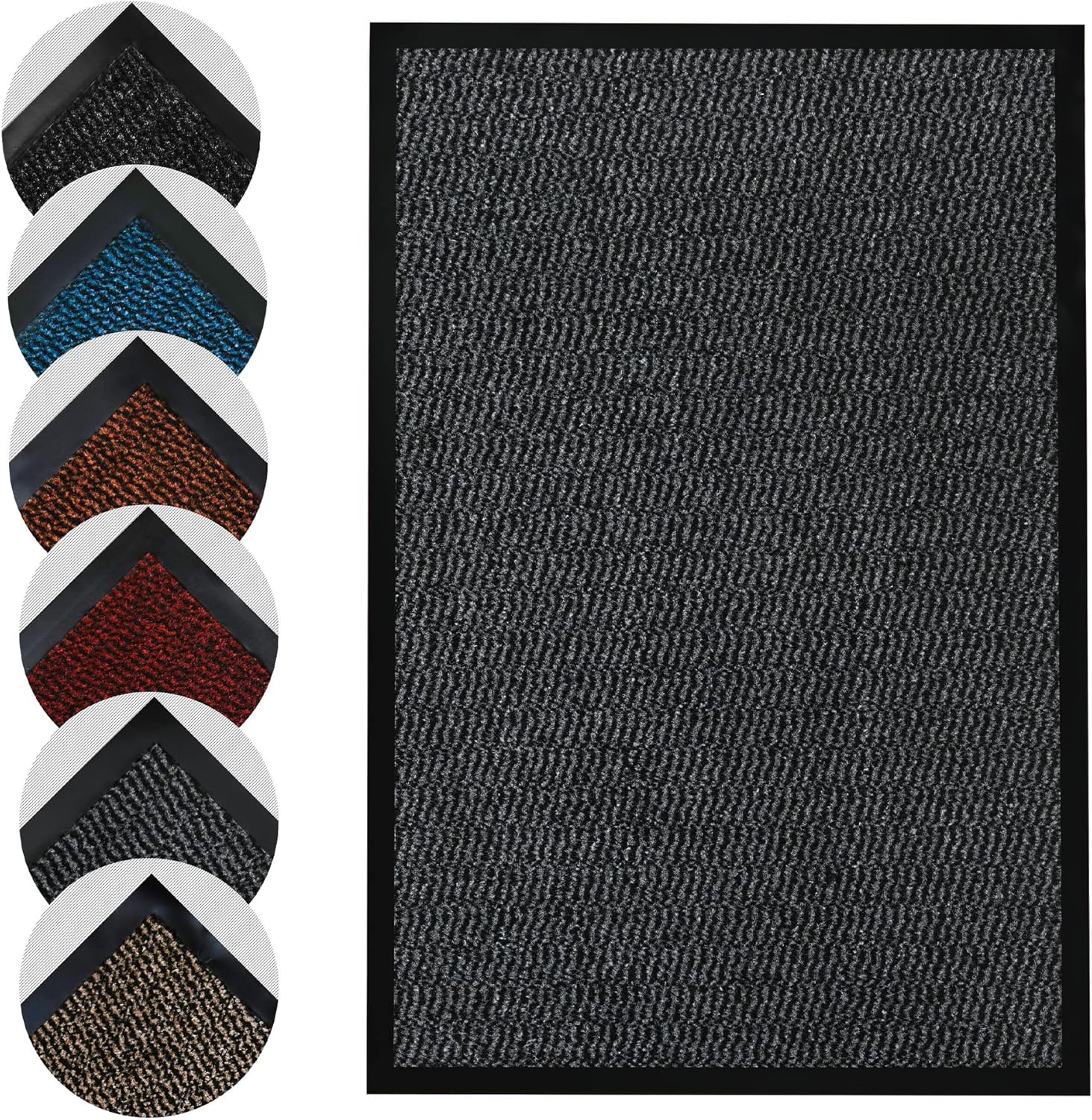 Homatz Large Door Mat Indoor & Outdoor, Grey 60x90...