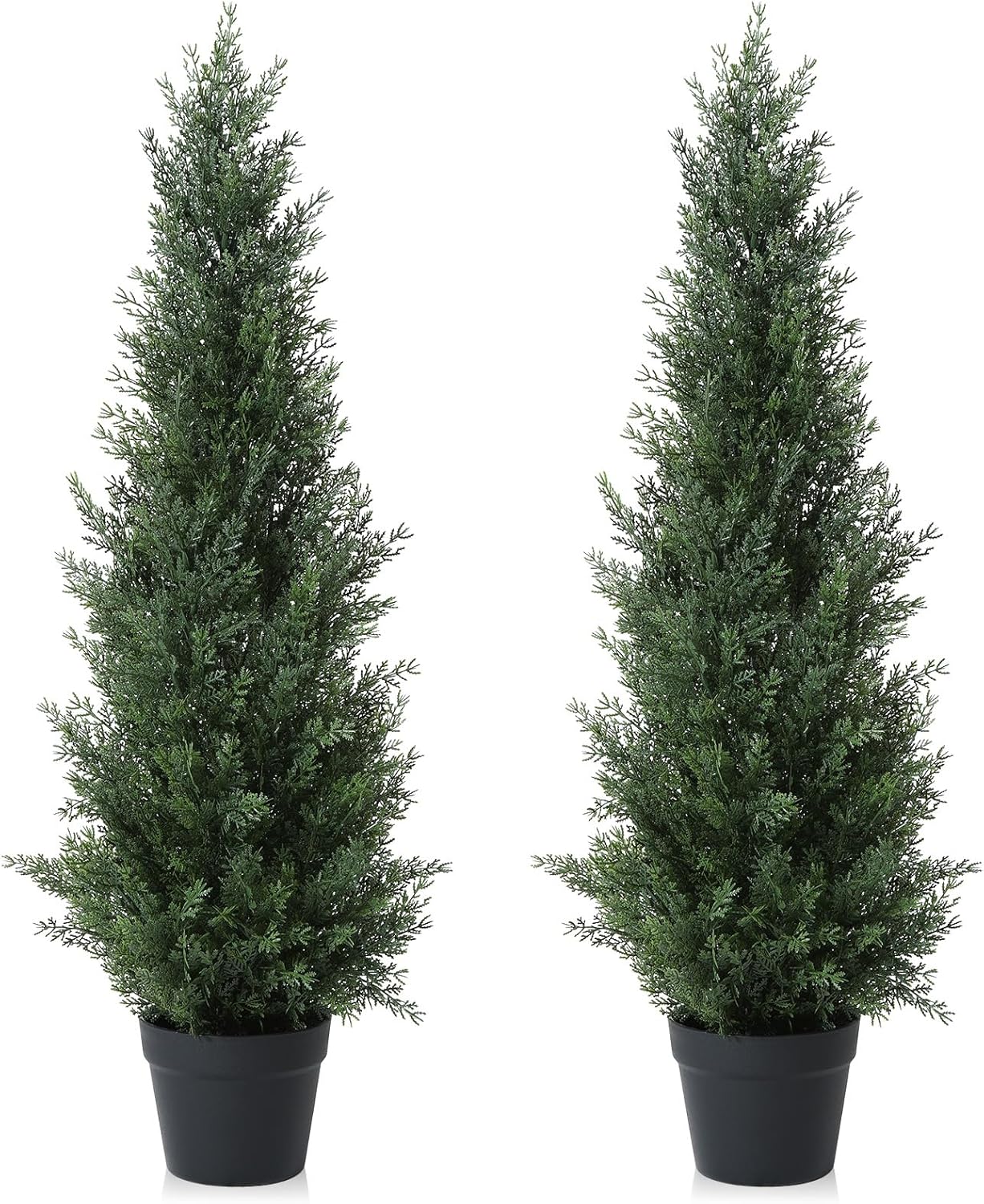 3FT Artificial Cedar Topiary Trees for Outdoors Potted Fake Cypress Trees Faux E...