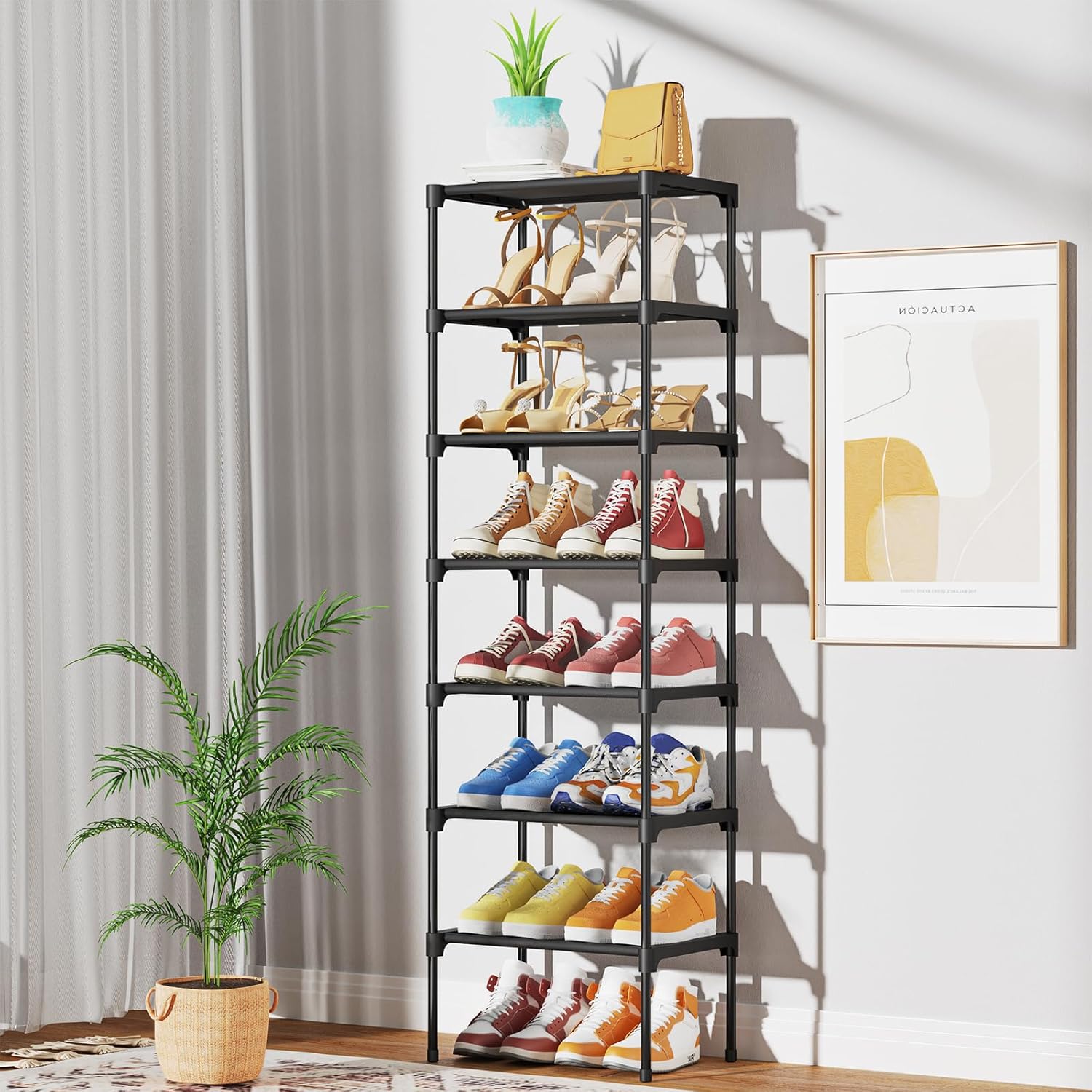 Kitsure Shoe Rack for Closet - Stackable Shoe Storage for Closet, Closet Tall Sh...