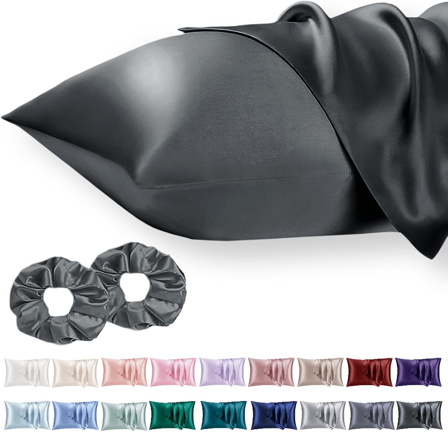 Vielit 2 Pack Satin Pillowcase for Hair and Skin,Soft as Silk Pillowcases for Ha...