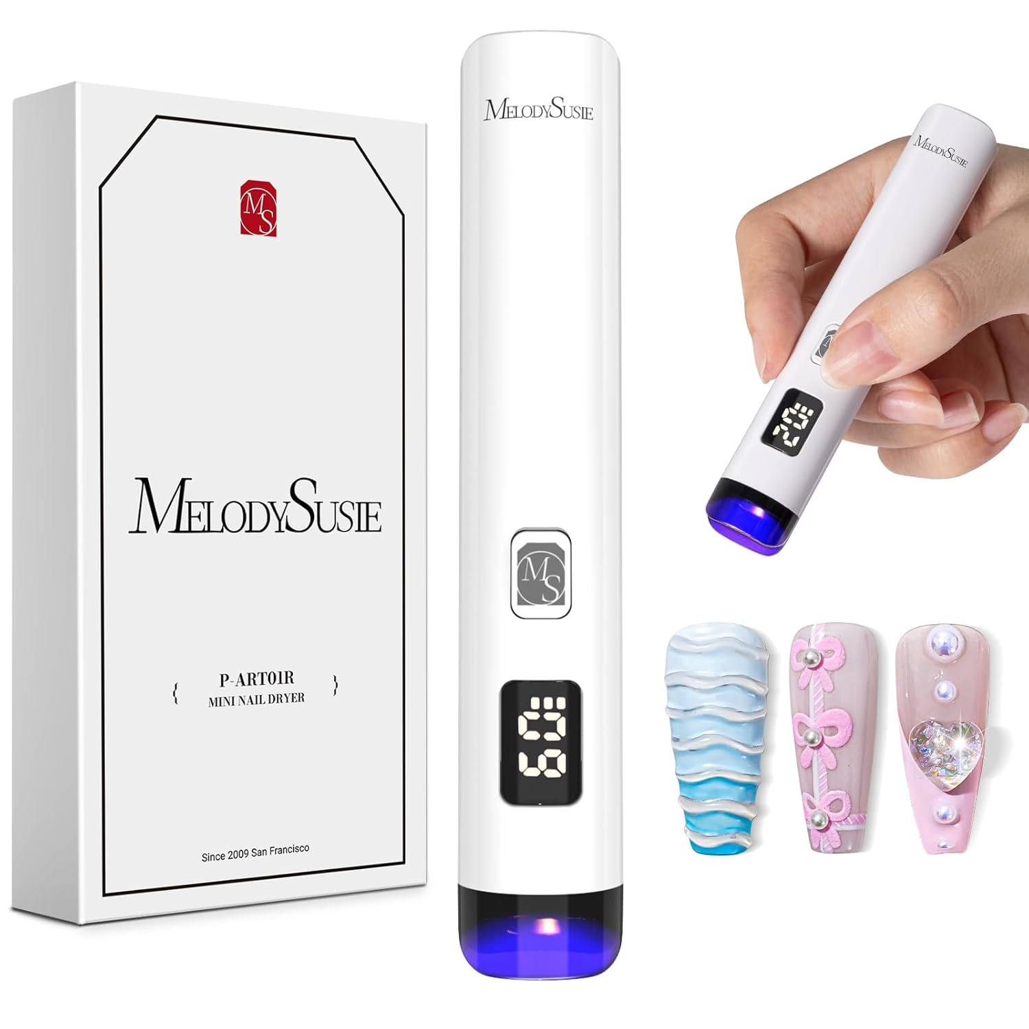 Melodysusie Handheld UV Light for Gel Nails, ART01R Cordless Gel X Nail Lamp Rec...