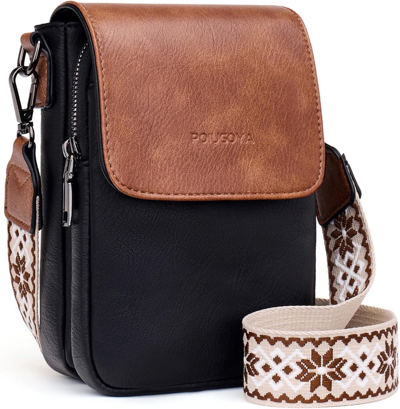 POIUGOYA Small Crossbody Bags for Women Trendy,Leather Triple Compartment Cell P...