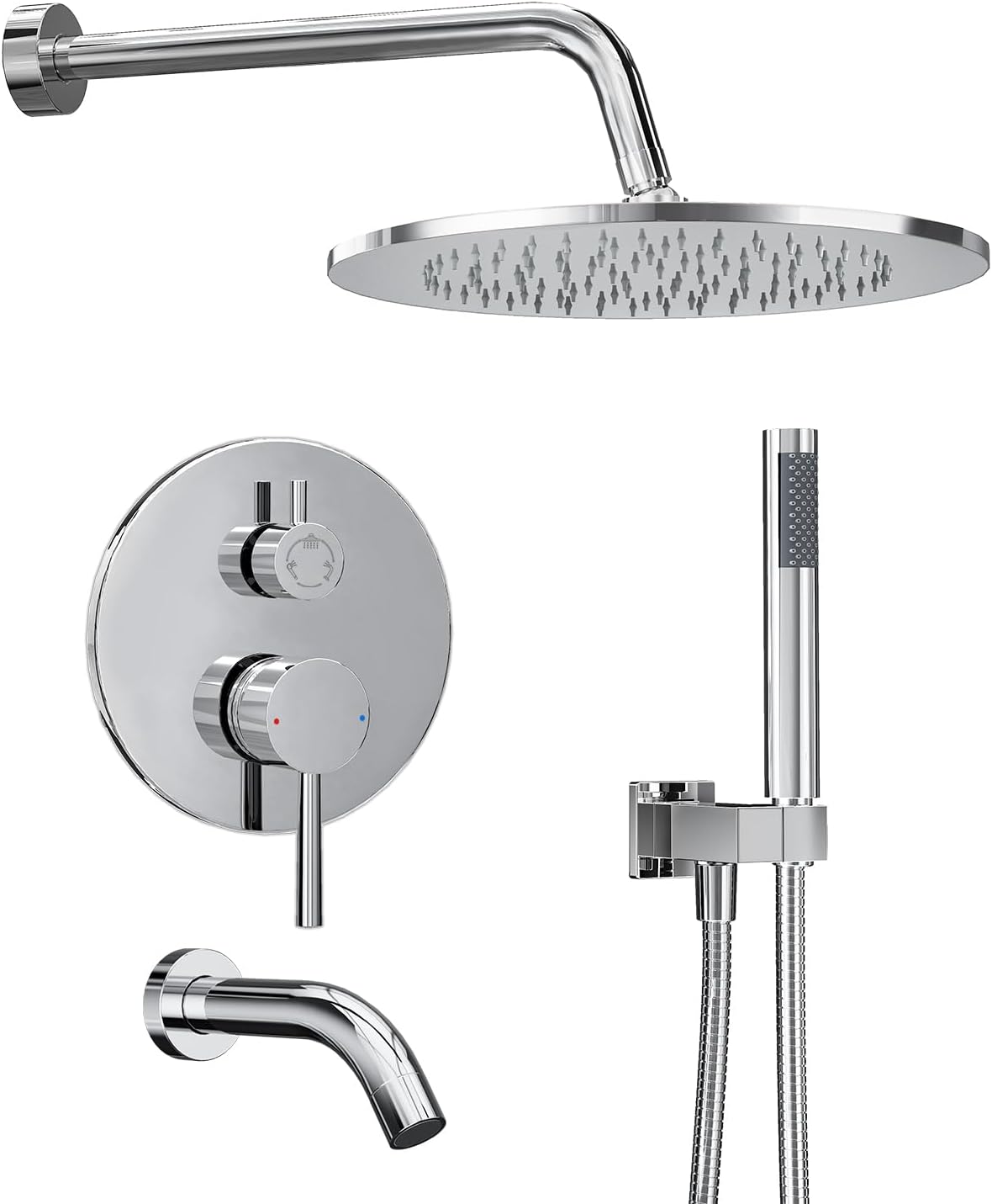 Gabrylly Shower System with Tub Spout, Bathtub Shower Faucets Set with 3-Way Sho...