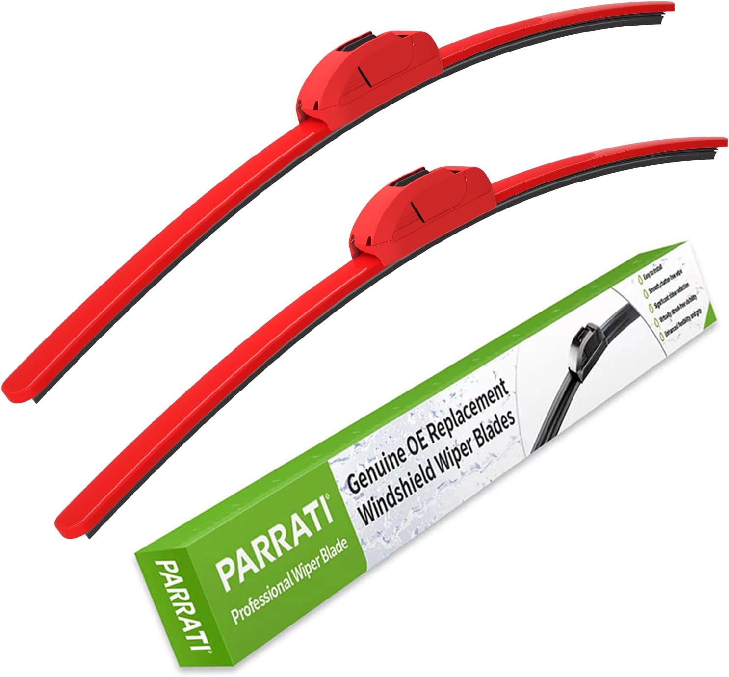 OEM QUALITY 22" + 22" PARRATI Premium All-Season Bright Red Windshield Wiper Bla...