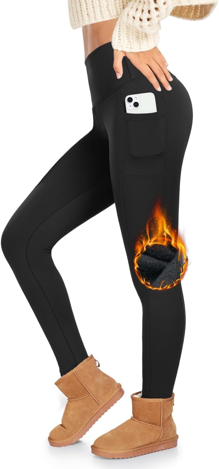 ACTINPUT Fleece Lined Leggings Women High Waist Thick Thermal Leggings Winter Wa...