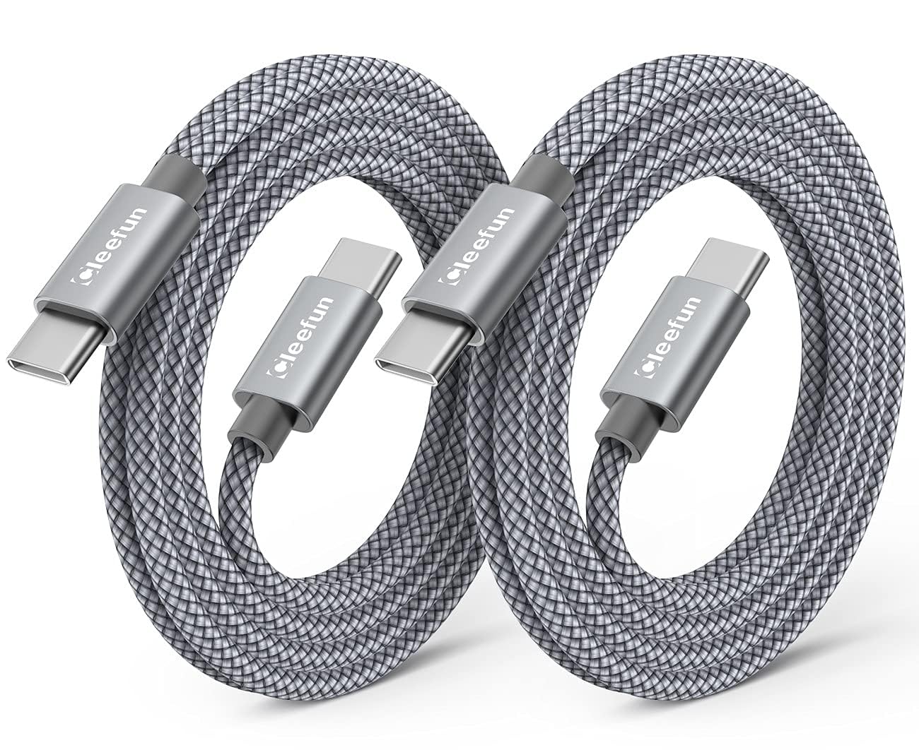 CLEEFUN USB C to USB C Cable[1M,2Pack], Grey PD 60W Type C to C Fast Charger Cha...