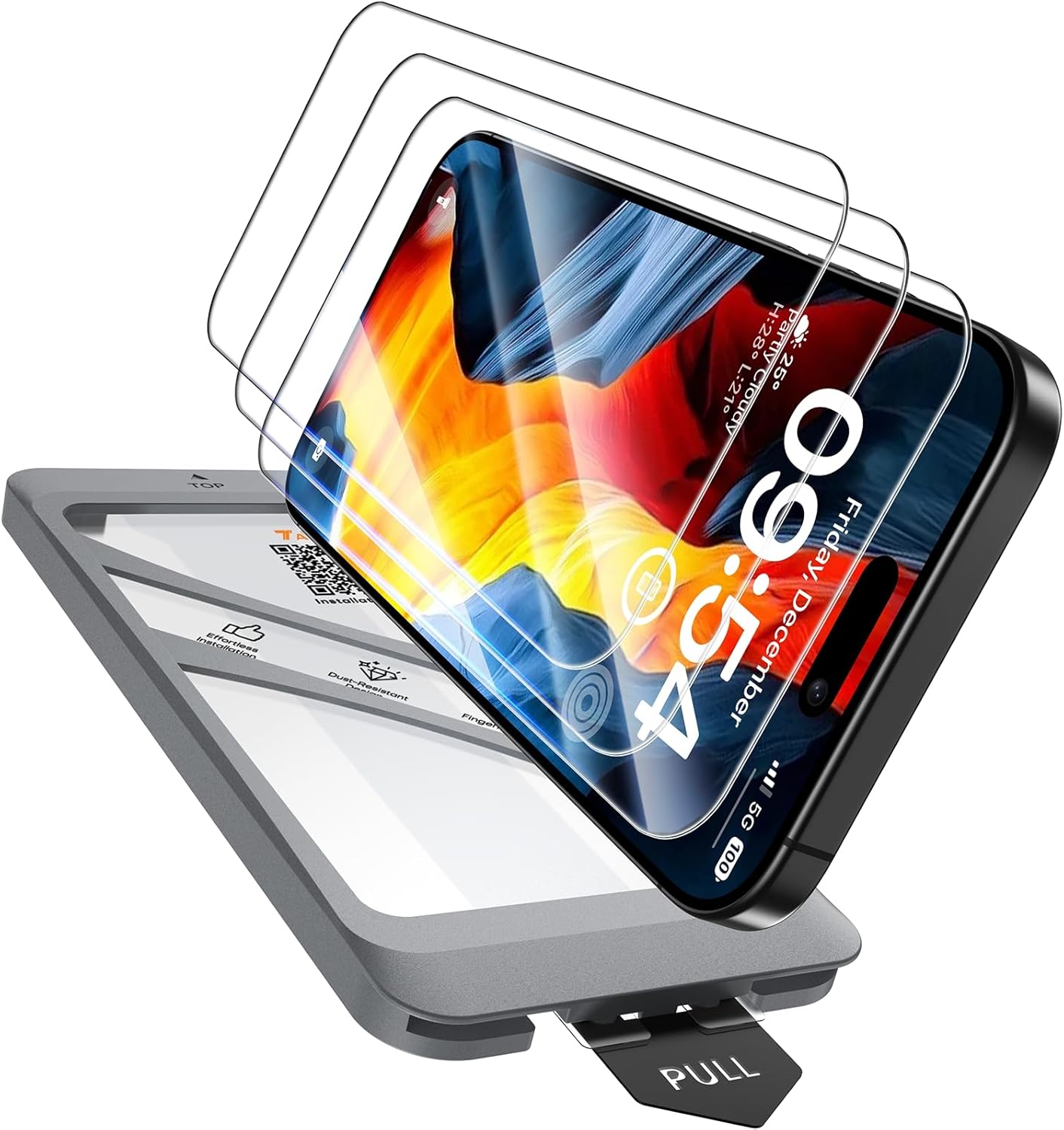 TAURI 4 in 1 Designed for iPhone 16 Screen Protector, 3 Pack Tempered Glass Film...