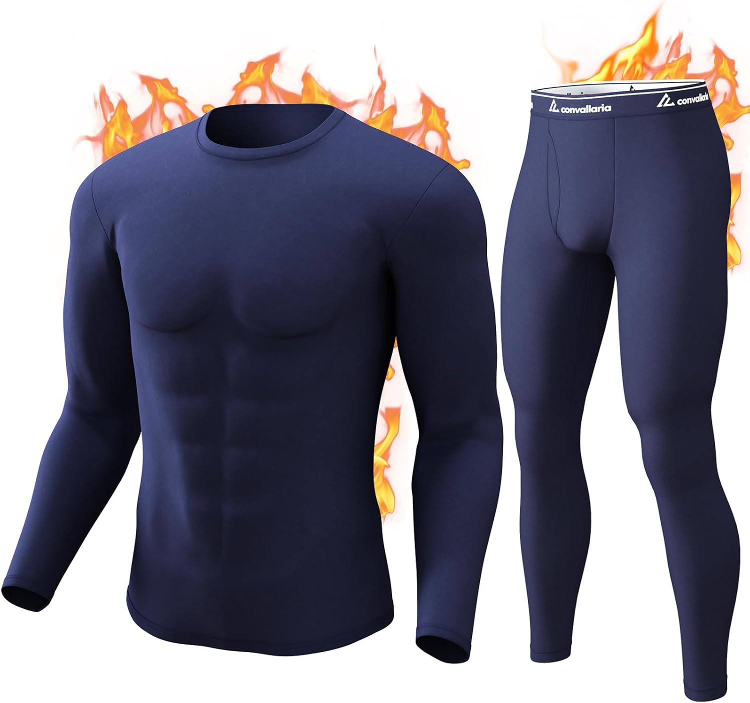 CL convallaria Thermal Underwear for Mens Long Johns for Men Thermal Fleece Line...