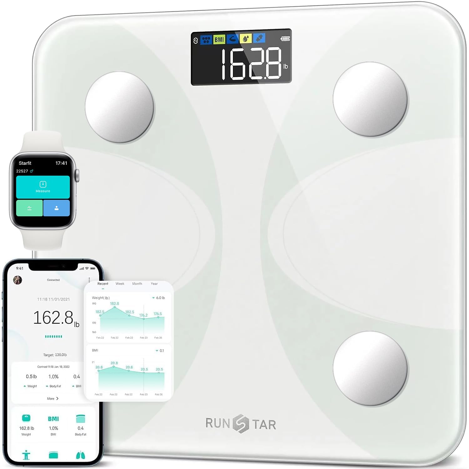 Scales For Body Weight, Runstar Digital Bathroom Scales High Accuracy Weighing S...