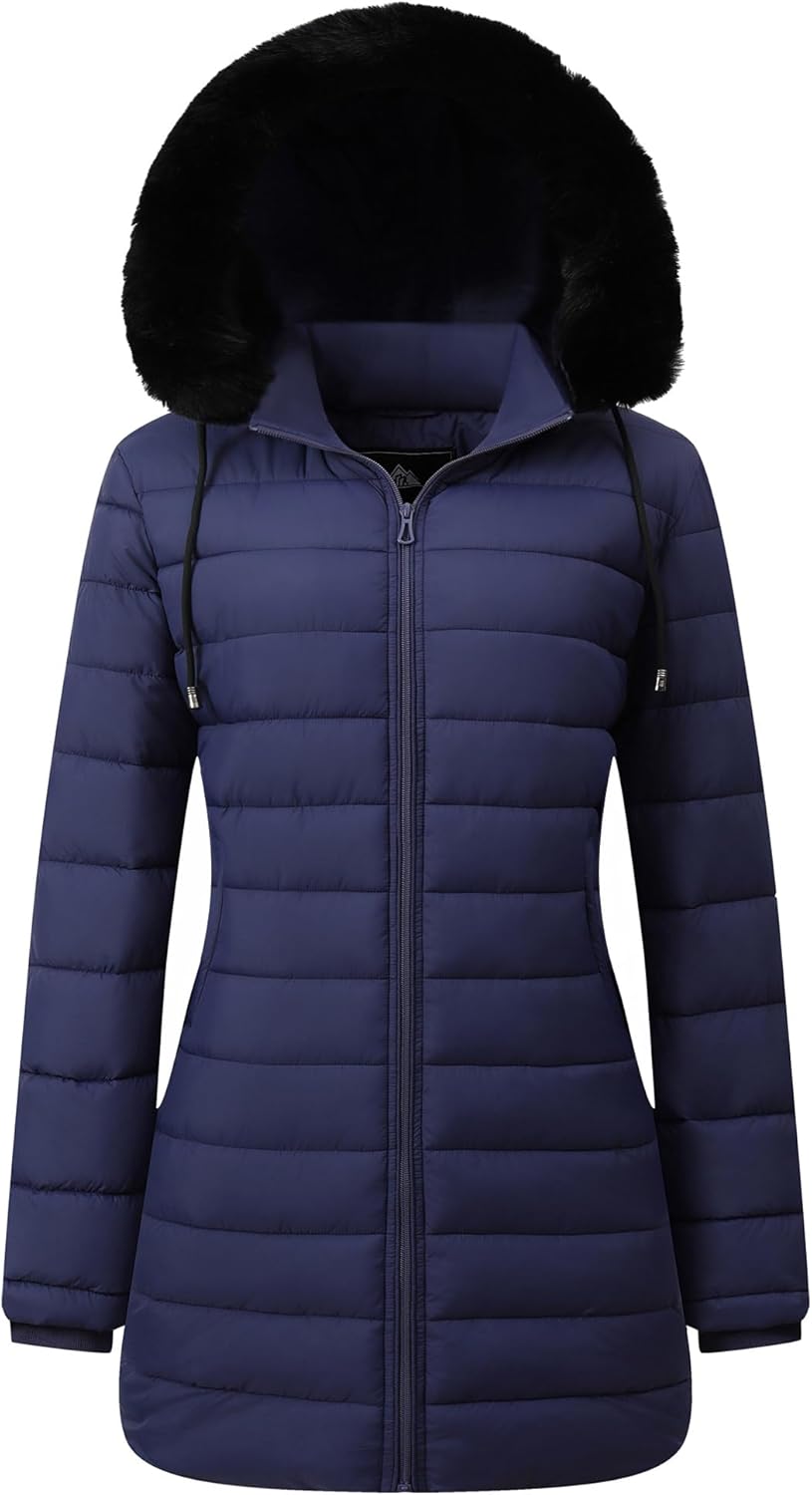 Women's Waterproof Long Puffer Jacket Thickened Down Jacket Warm Winter Coat Nav...