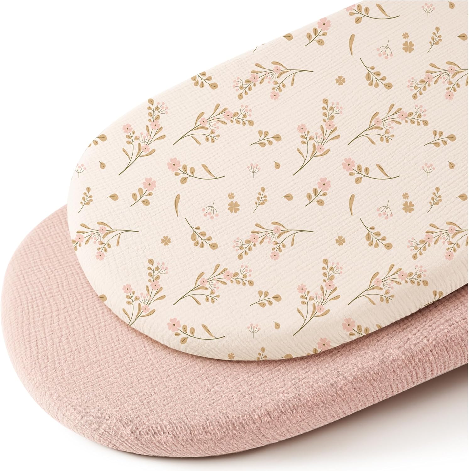 Konssy Muslin Bassinet Sheets for Baby Girl Boy, 2 Pack Soft Breathable Baby Bas...