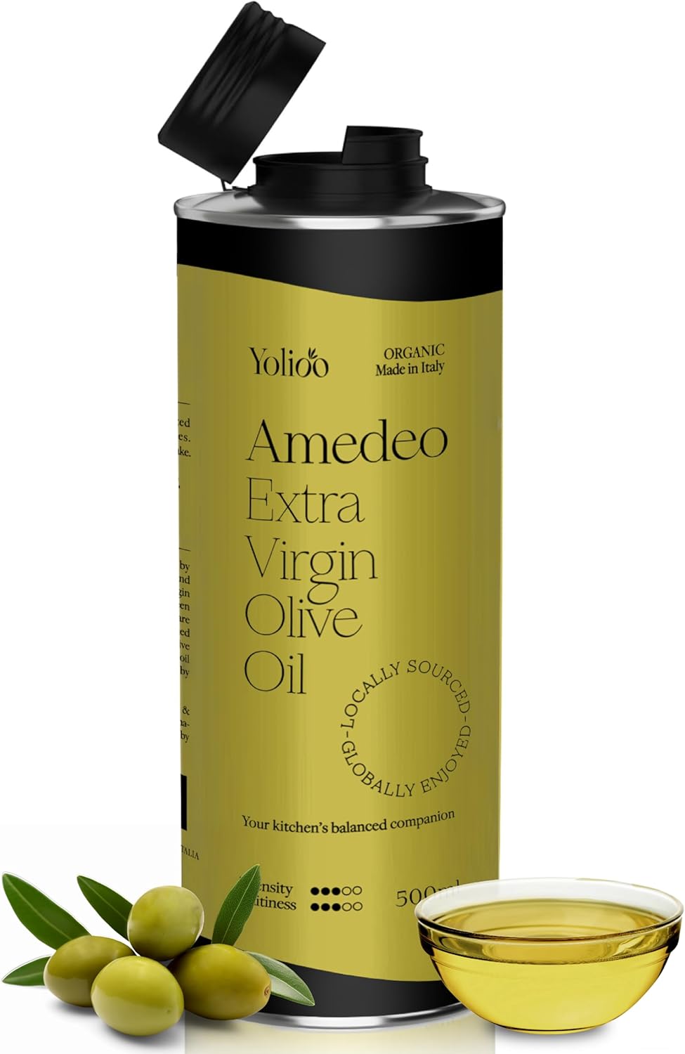 #1 Italian Organic Olive Oil Extra Virgin - Cold Pressed & Polyphenol Rich - Pur...