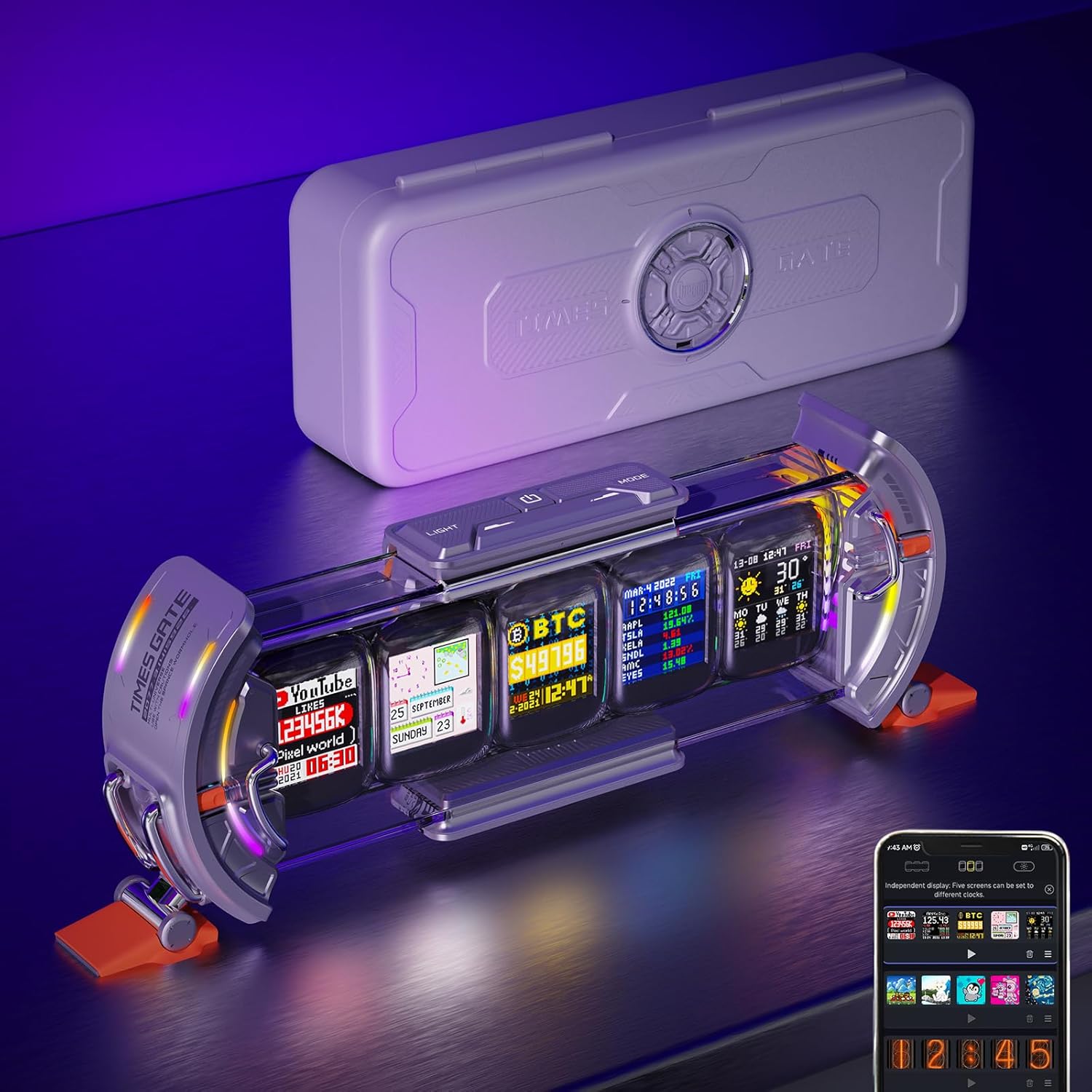 Divoom Times Gate - Cyberpunk Gaming Setup Digital Clock with Smart APP Control,...