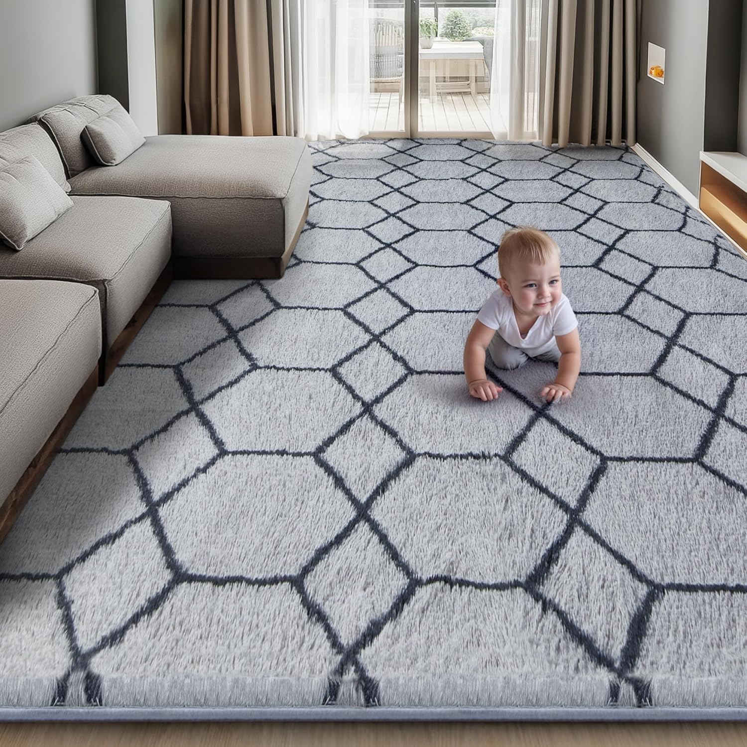 Super Soft Shaggy Area Rug, 8X10 Soft Plush Fluffy Rug for Bedroom Living Room,...