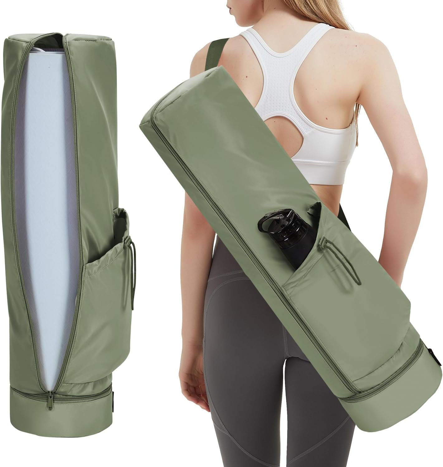 sportsnew Yoga Mat Bag Large with Carrying Strap, Bottle Pocket and Wet Compartm...