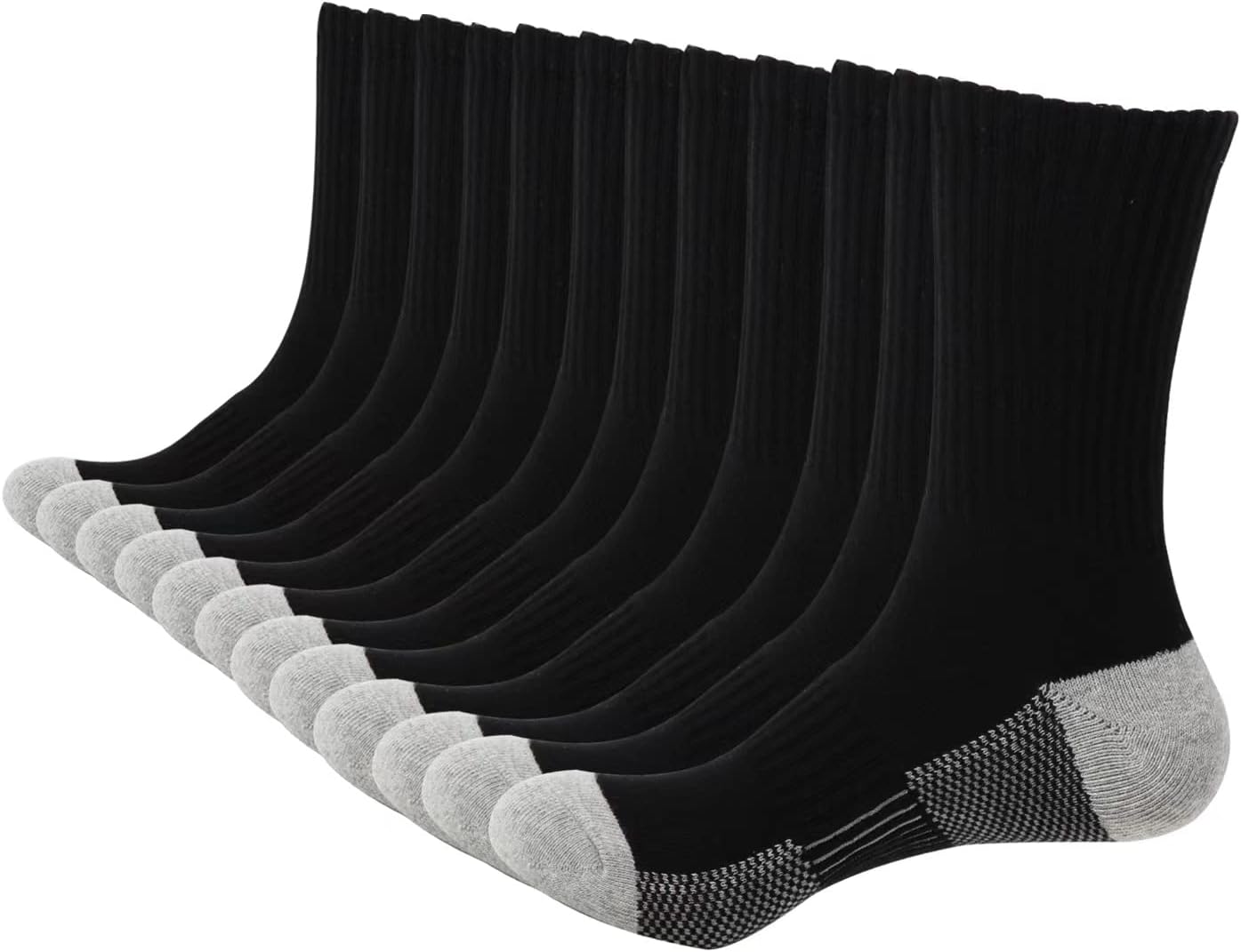 Men's Cotton Moisture Wicking Heavy Cushion Crew Work Socks,6-12, 6Pairs 9-12 Ta...