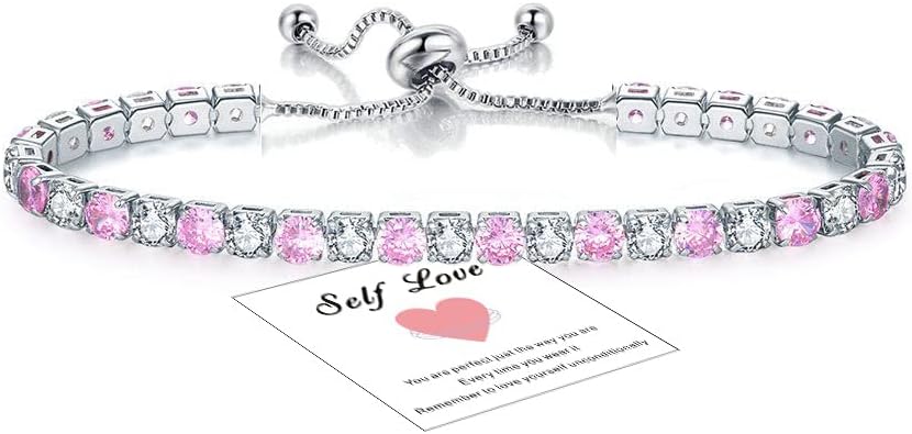 HEEYA Bracelet for Womens Sterling Silver Plated Tennis Bracelets Crystal Slider...