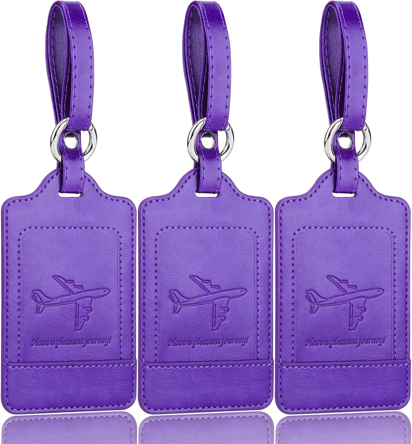 Teskyer 3 Pack Luggage Tags, PU Leather Luggage Tags for Suitcases, Luggage Labe...
