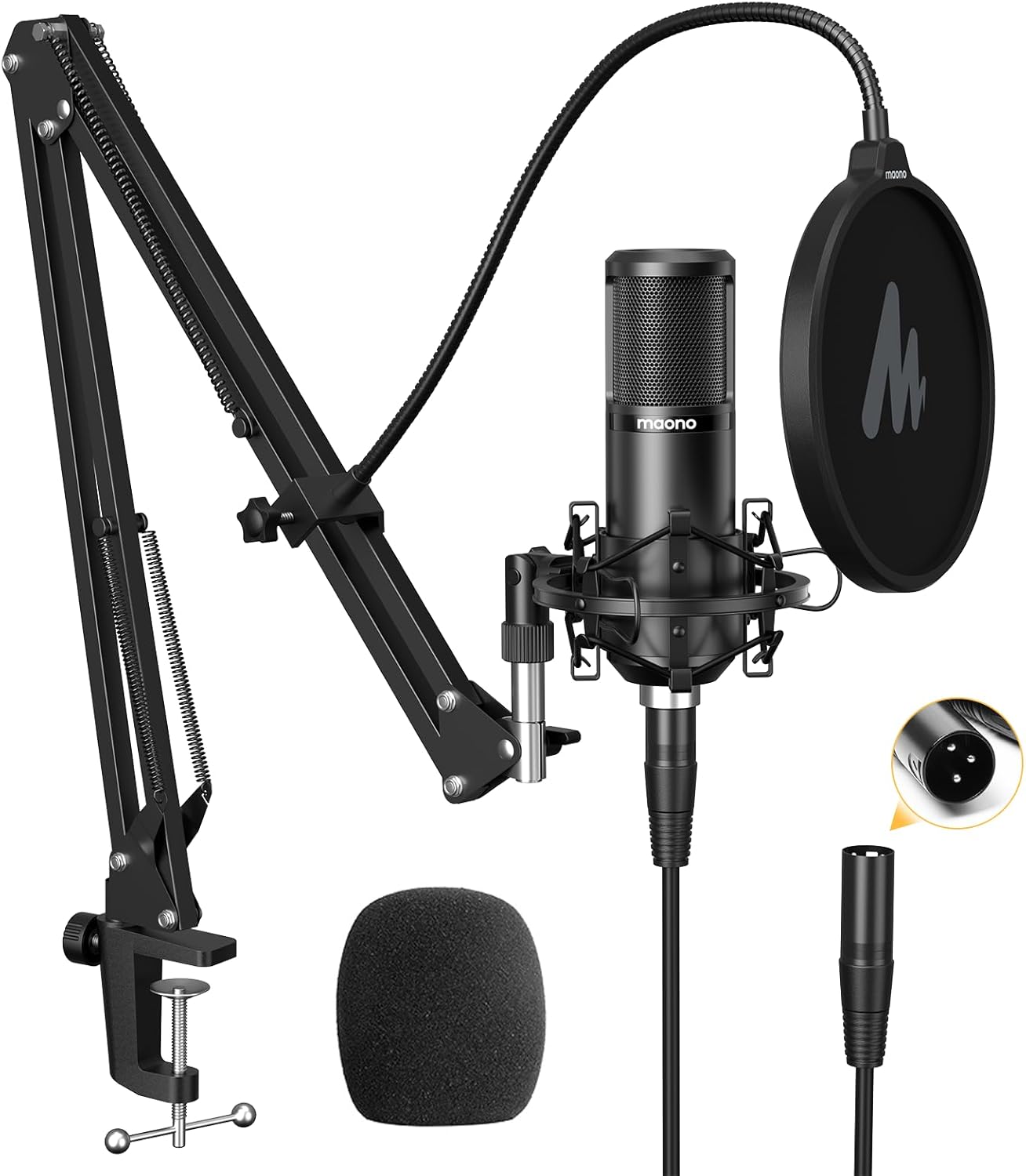 MAONO XLR Condenser Microphone, Professional Cardioid Studio Recording Mic for S...