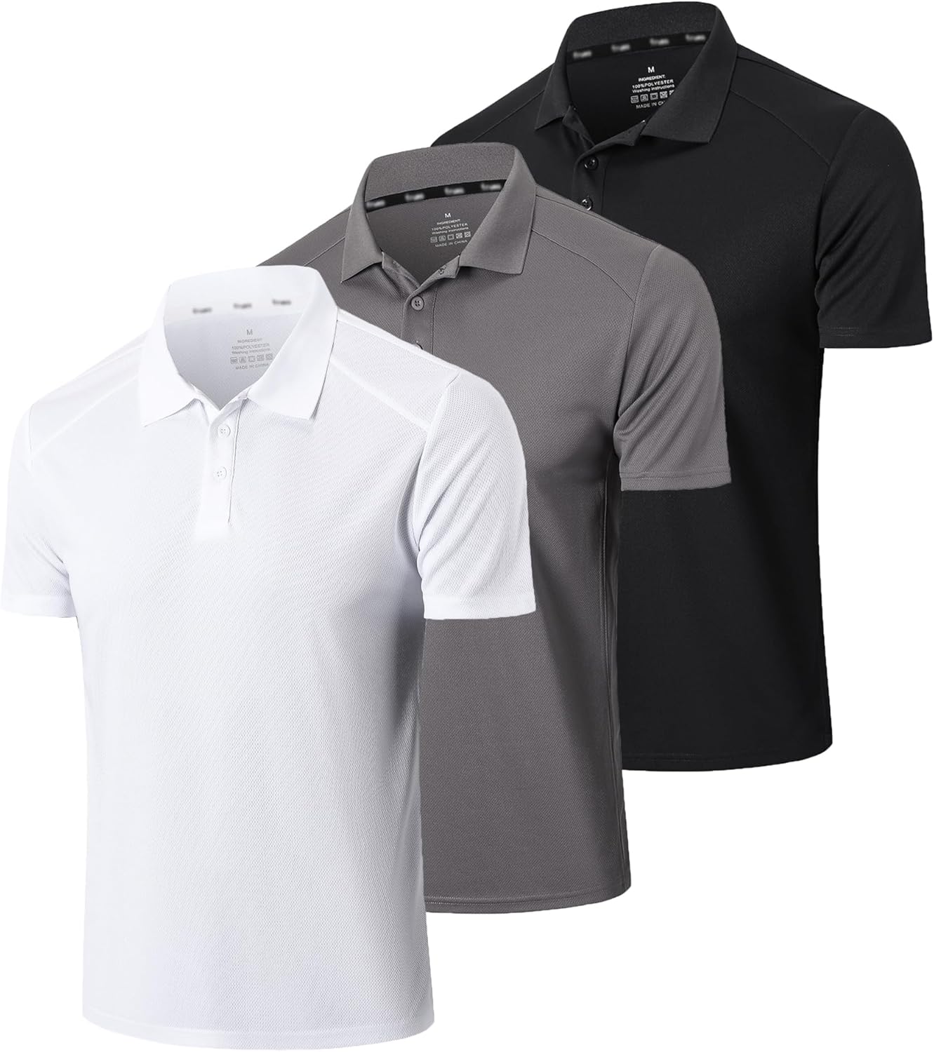 Gaiatiger 3 Pack Mens Polo Shirts Short Sleeve Quick Dry Lightweight Golf Casual...