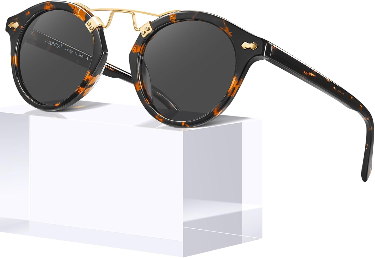 CARFIA Small Face Acetate Polarized Sunglasses for Women UV Protection, Retro Do...