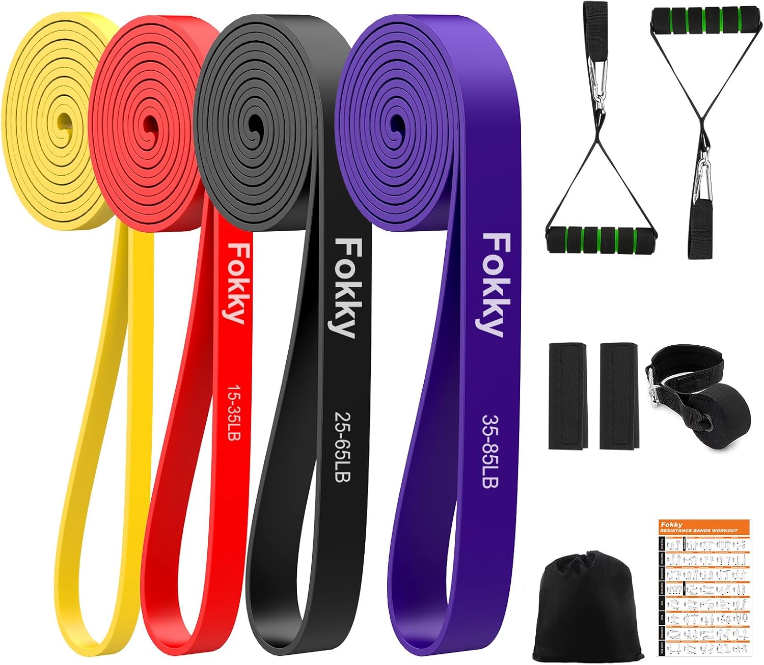 Resistance Bands Set, 4 Levels Exercise Bands for Men Women, Pull Up Bands Gym f...
