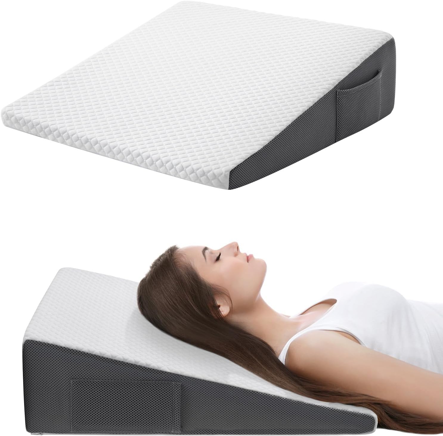 Cozymaker 7.5" Bed Wedge Pillow for Sleeping After Surgery, Back Support, Leg El...