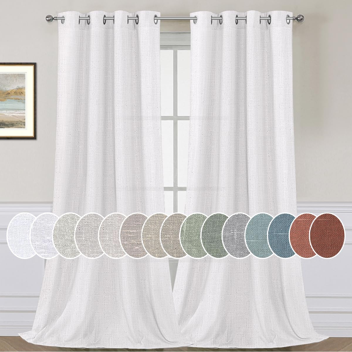 H.VERSAILTEX Elegant Natural Linen Semi Sheer Blended Energy Efficient Light Fil...