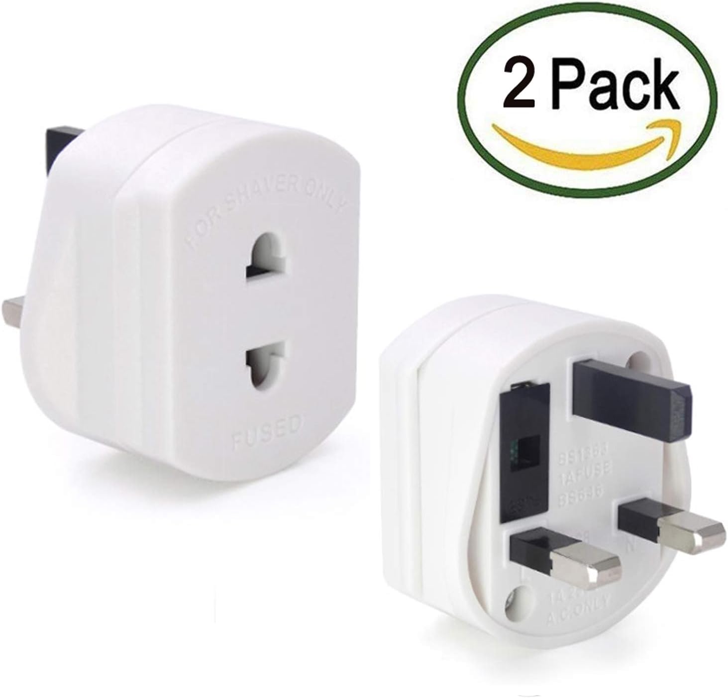 [2 Pack] Heavy Duty UK 1A Fuse Toothbrush Adaptor Plug UK Electric Shaver Razor...