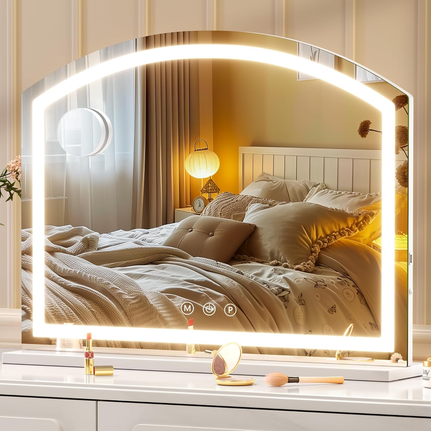 Hasipu Arch Vanity Mirror with Light, Arched Led Makeup Mirror with 10X Magnific...