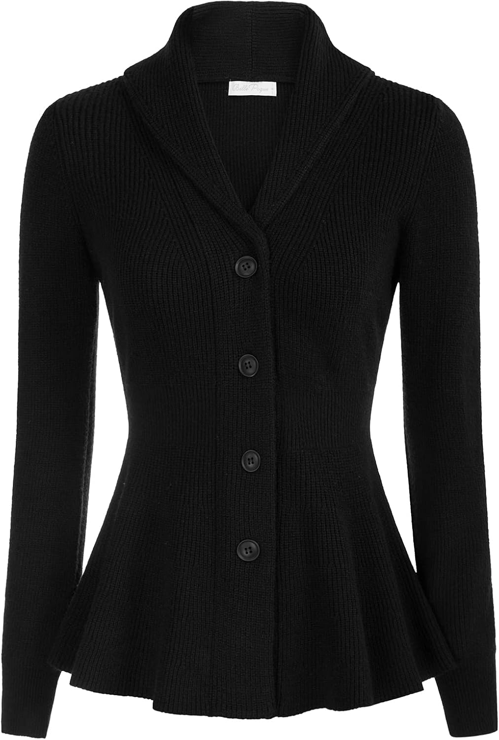 Belle Poque Women Vintage Cardigan Sweater Shawl Lapel Button Down Sweater Outwe...
