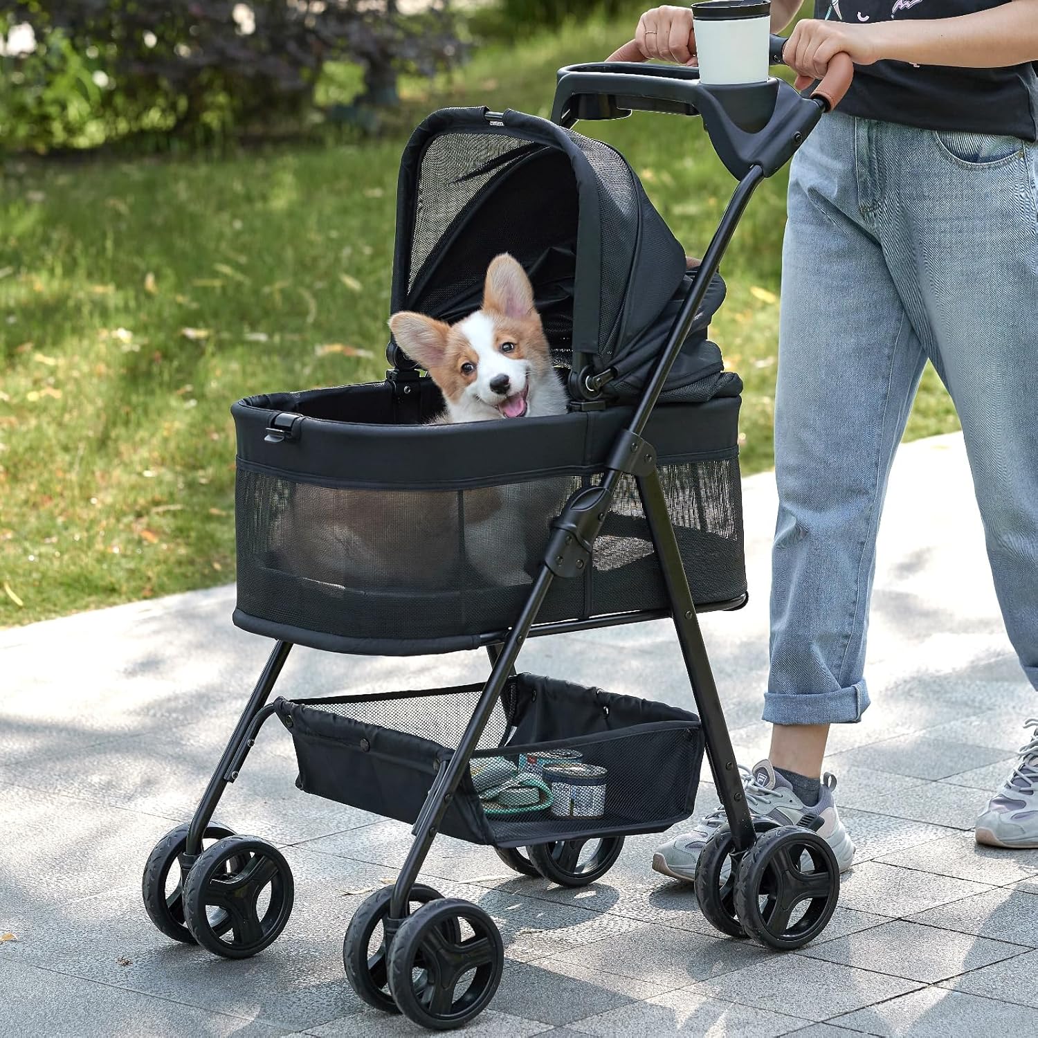 3 in 1 Folding Dog Stroller, Zoosky Pet Stroller for Small/Medium Dogs, Cat Stro...