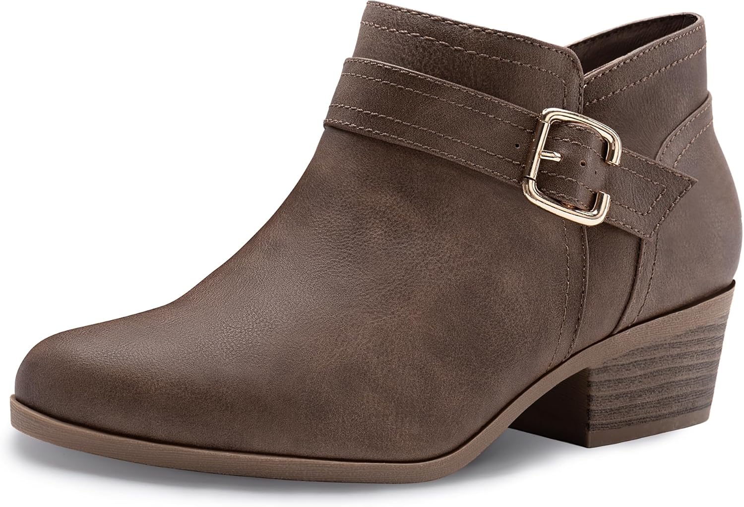Athlefit Women's Chunky Low Heel Ankle Boots Classic Pointed Toe Side Zipper Boo...