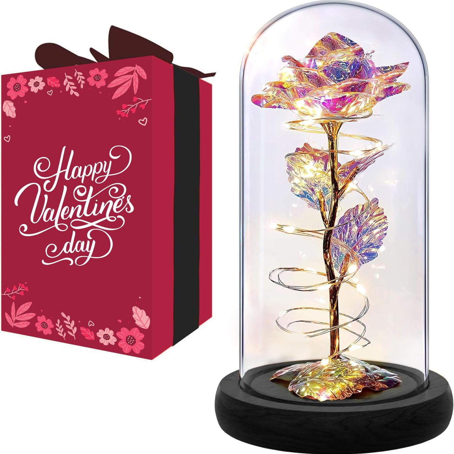 Norcalway Valentines Day Gifts for Her - Beauty and The Beast Rose with LED Ligh...