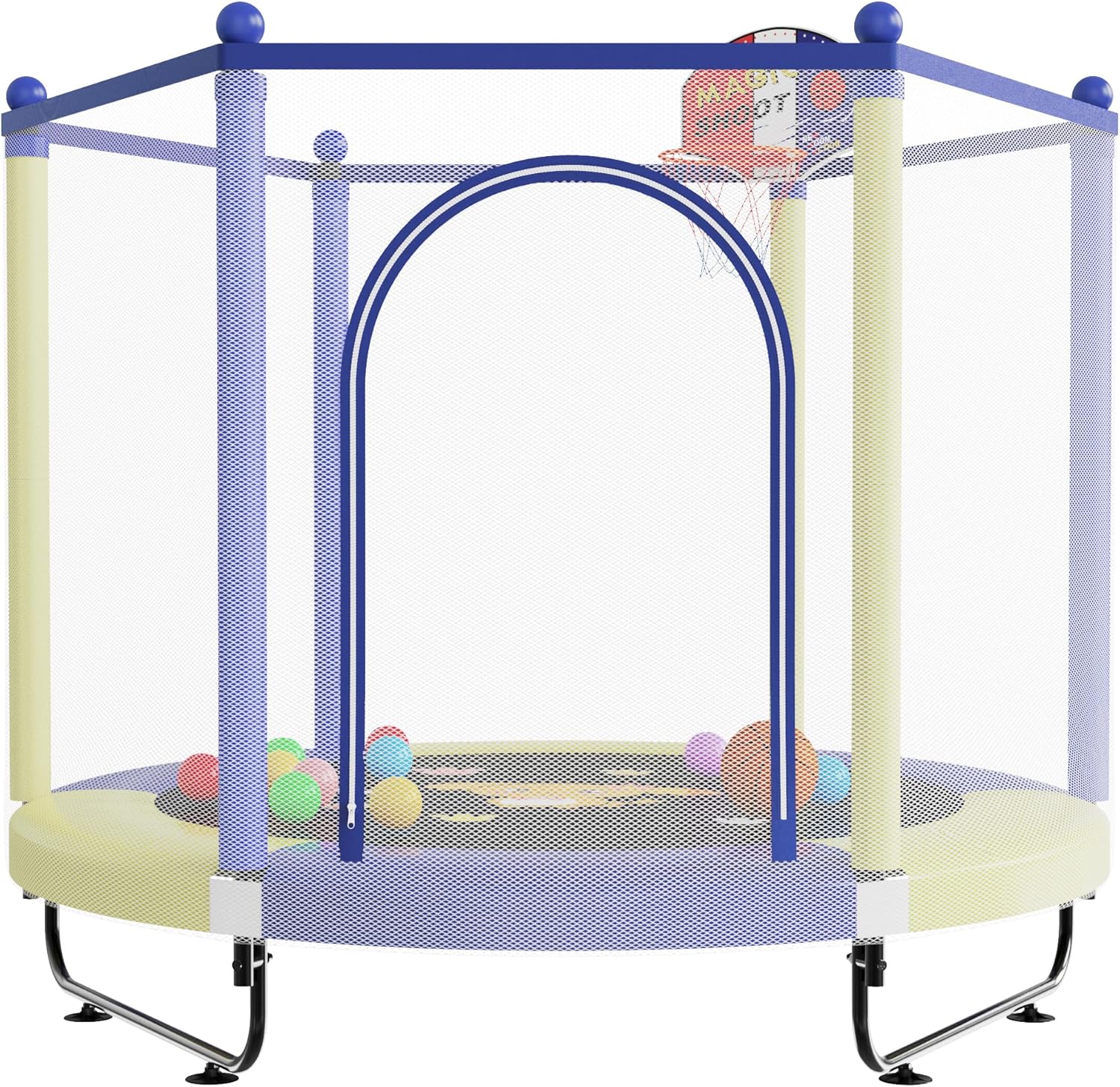 60" Trampoline for Kids, 5 FT Indoor & Outdoor Small Toddler Trampoline with Bas...
