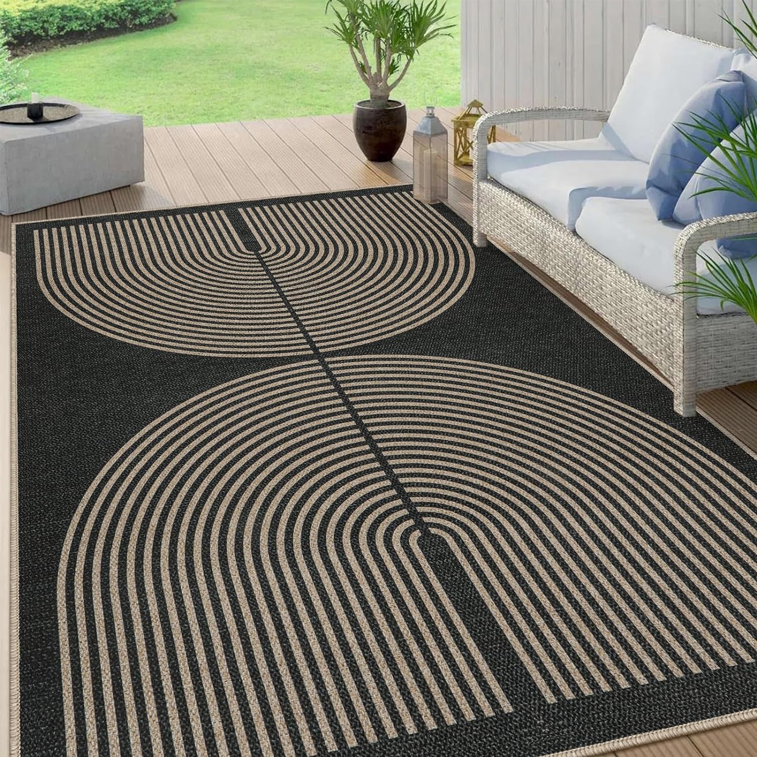 Lahome Modern Rainbow Easy Jute Rug, 6x9 Area Rugs for Living Room Outdoor Patio...