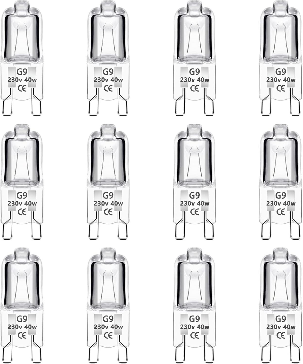 Caldarax 12 Pack G9 Halogen Light Bulbs 40W Dimmable, 230V Halogen Oven Lamps, G...