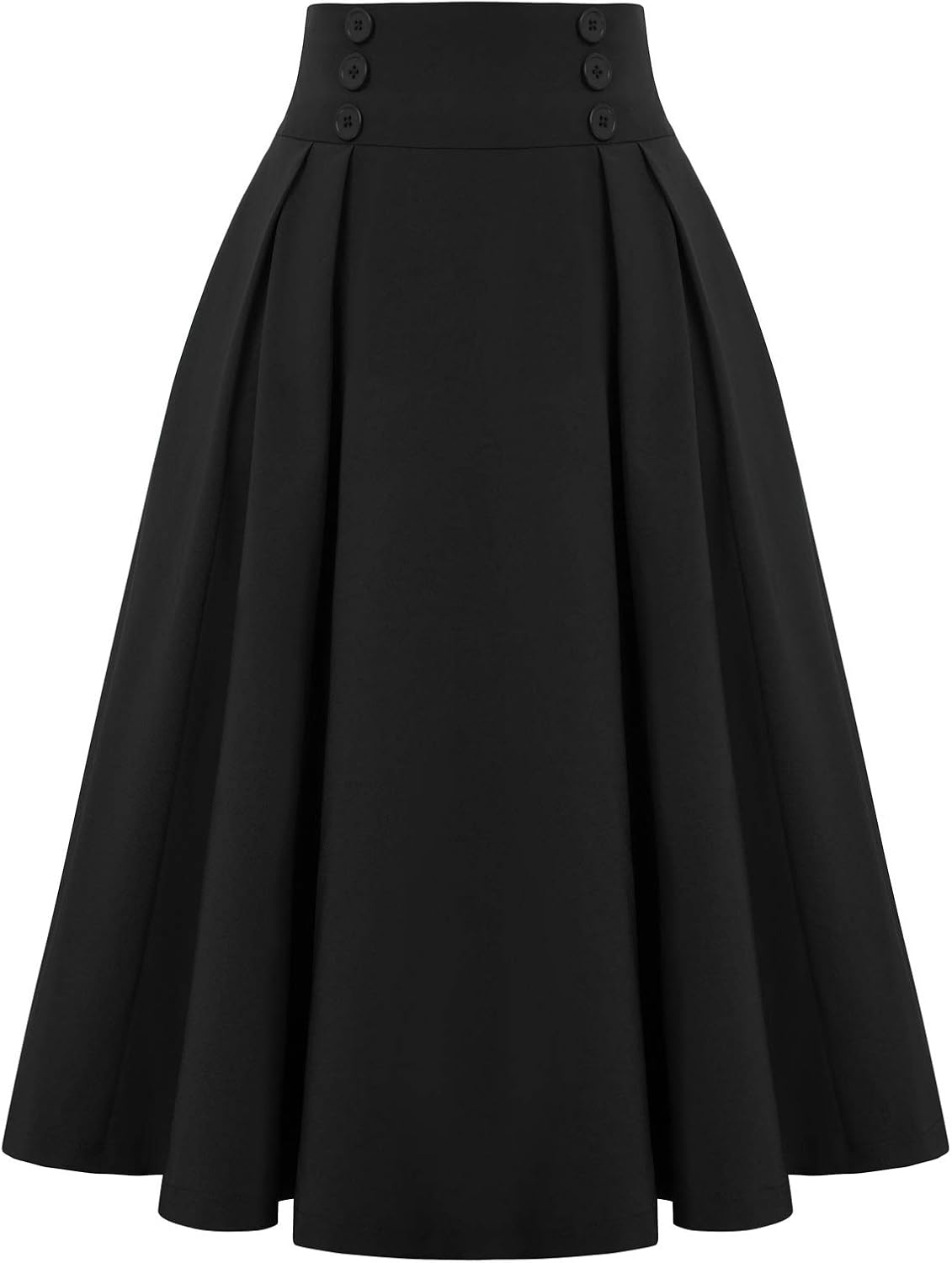 Belle Poque Women Vintage Skirt High Waist Pleated Skirt Midi A-Line Skirt with...