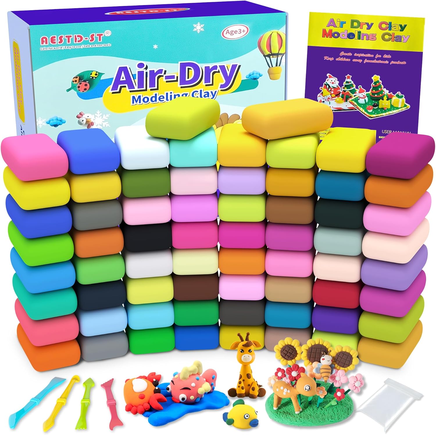 Air Dry Clay 66 Colors, Modeling Clay for Kids, DIY Model Magic Clay, Molding Cl...