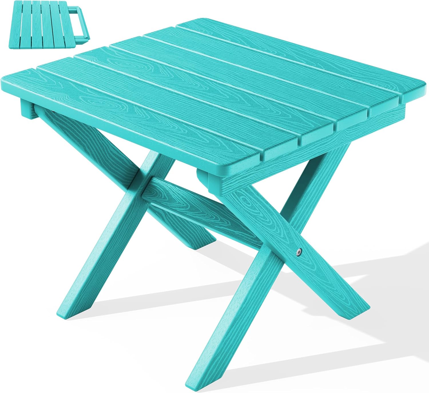 SERWALL Adirondack Side Table, No Assembly Outdoor Ende Table, HDPE Small Foldin...
