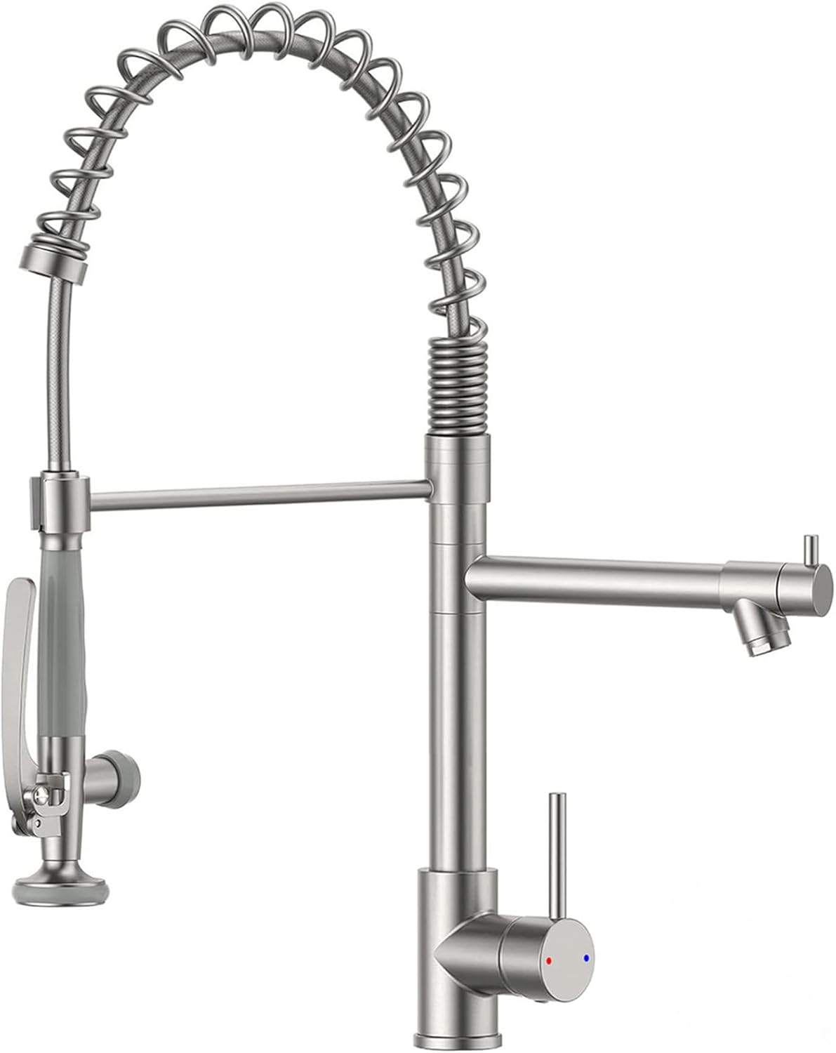 Fapully Commercial Pull Down Kitchen Sink Faucet with Sprayer Brushed Nickel A K...