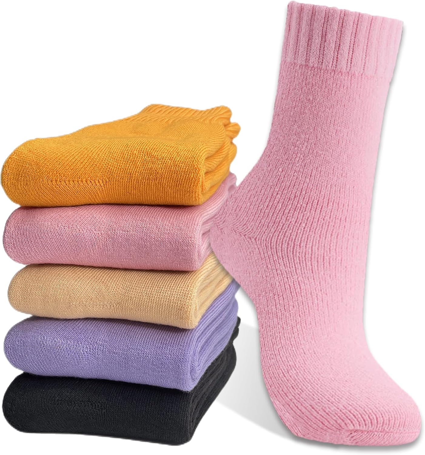 Hocerlu 5 Pairs Women Socks, Ladies Thermal Wool Socks, Slouch Colorful Boot Soc...