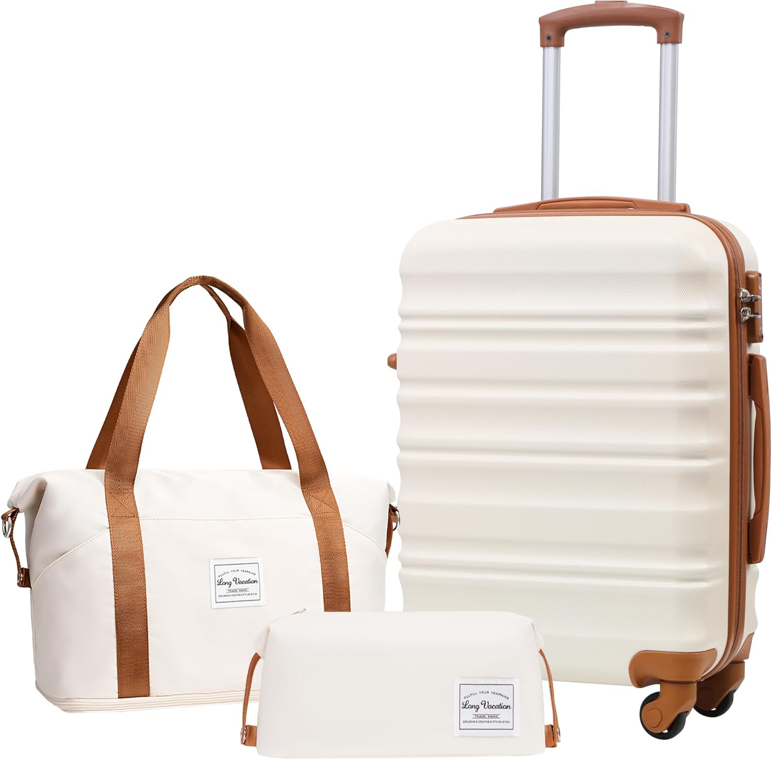 LONG VACATION Luggage Sets 20 IN Carry on Suitcase ABS Handshell Luggage 3 Piece...