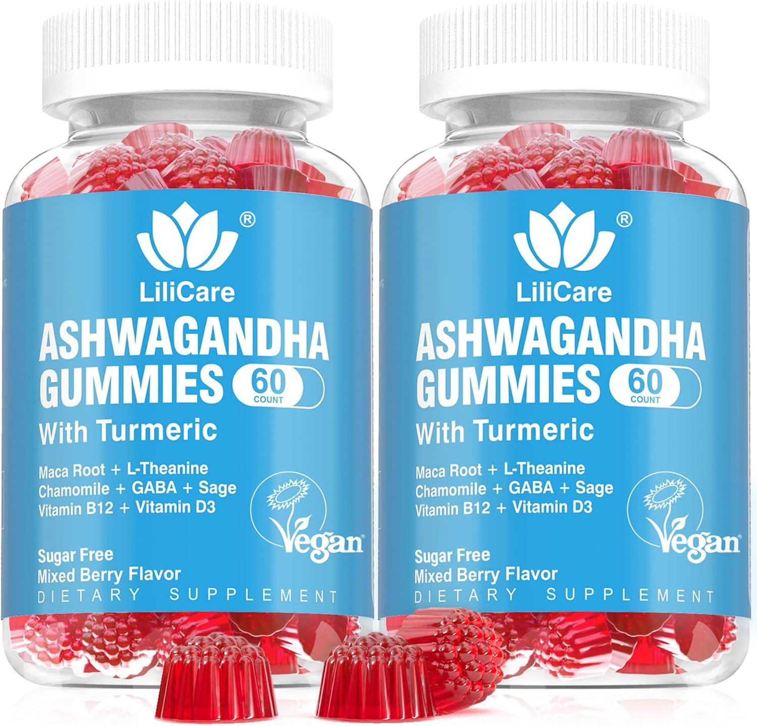 2 Pack Ashwagandha Gummies for Immune Support, 2000mg Organic Ashwa Root Extract...