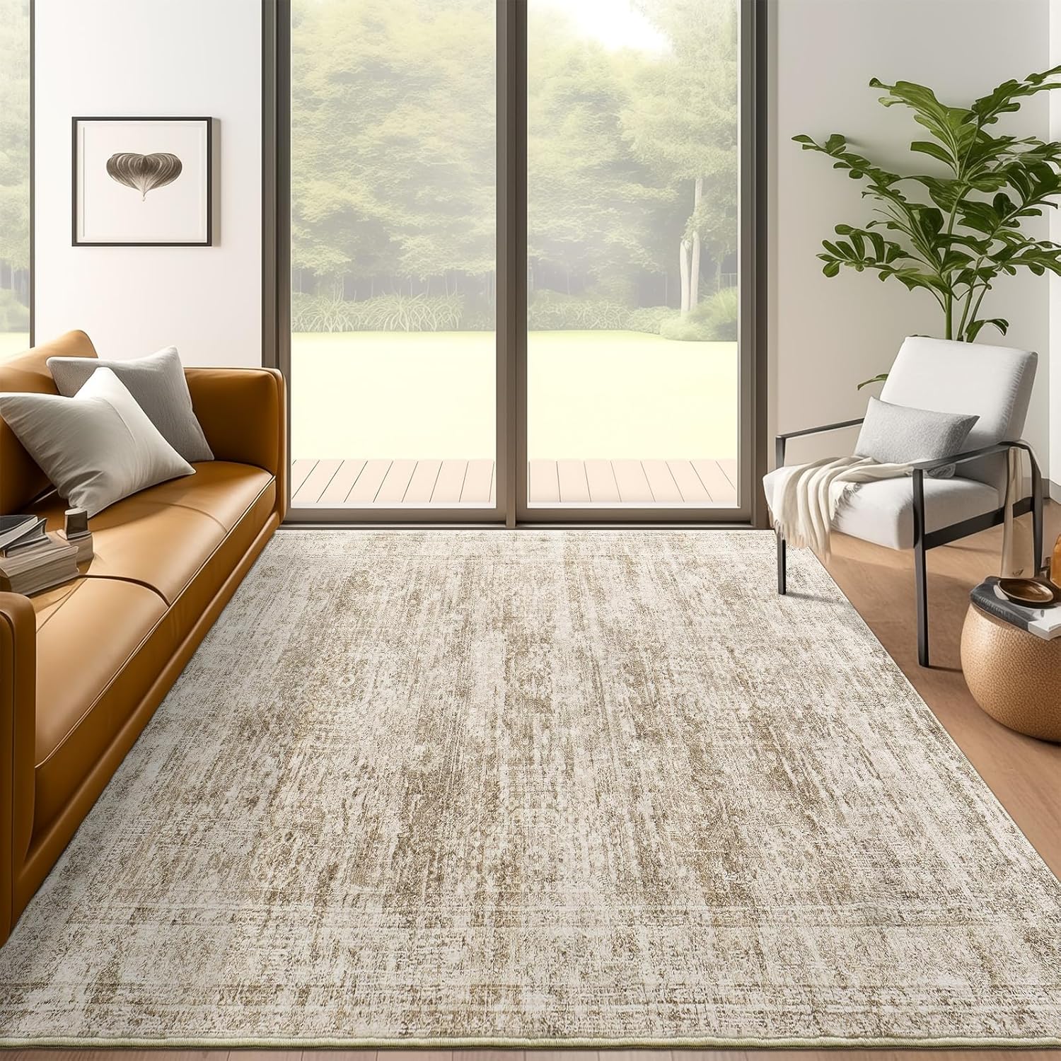 5x7 Area Rug Low Pile Indoor Washable Rugs for Bedroom Living Room Area Rugs 5x7...