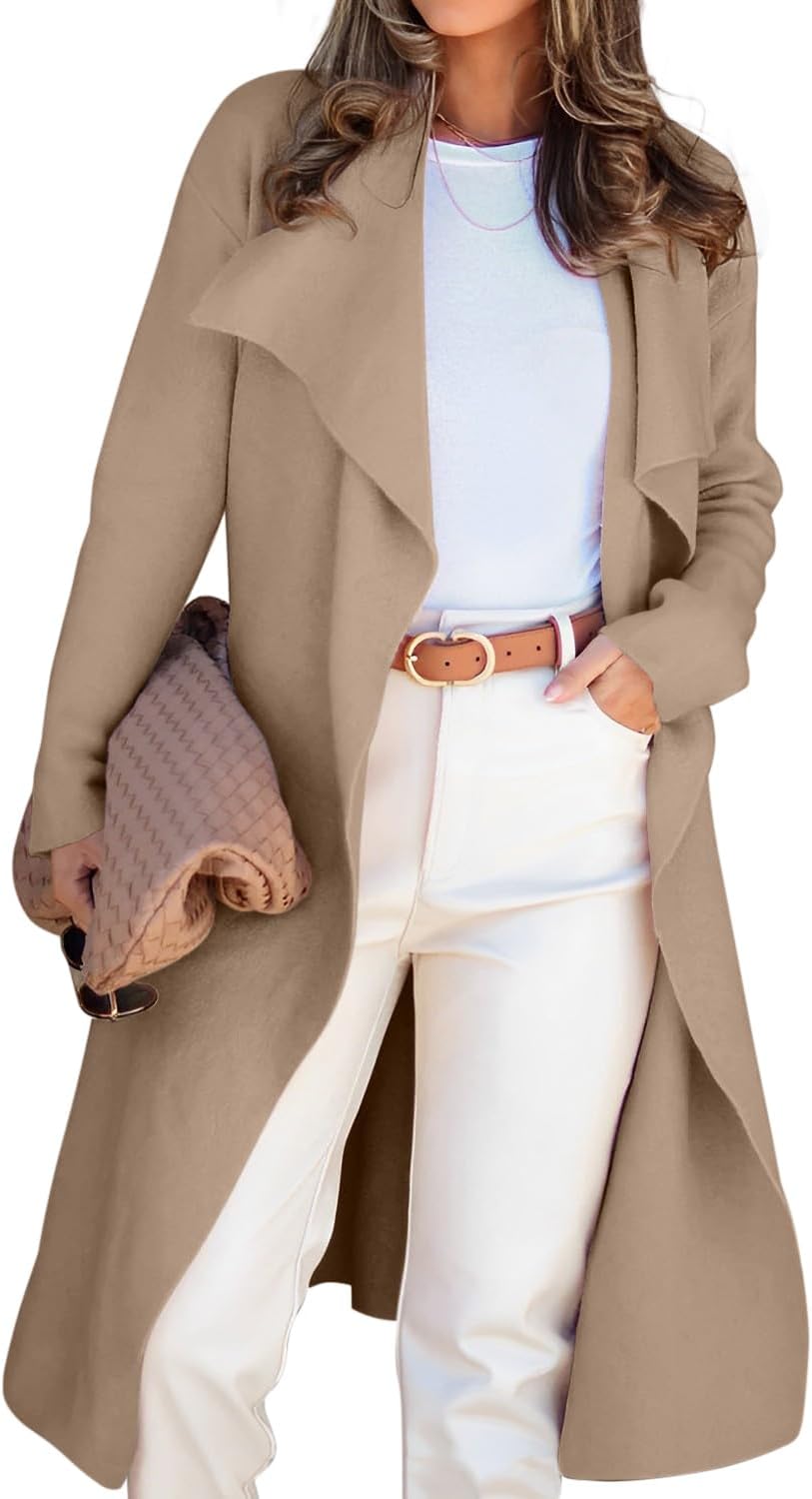 Angerella Women's Casual Long Sleeve Draped Open Front Knit Long Cardigan Sweate...