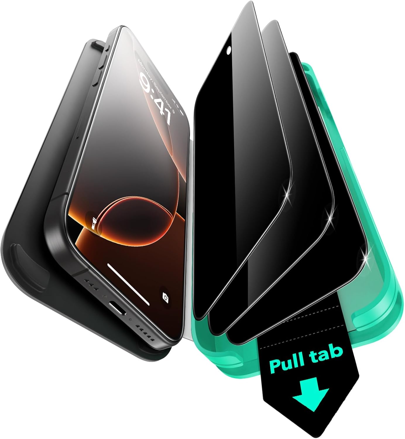 ESR 3 Pack 9H+ Glass for iPhone 16 Pro Max Privacy Screen Protector, [Military G...