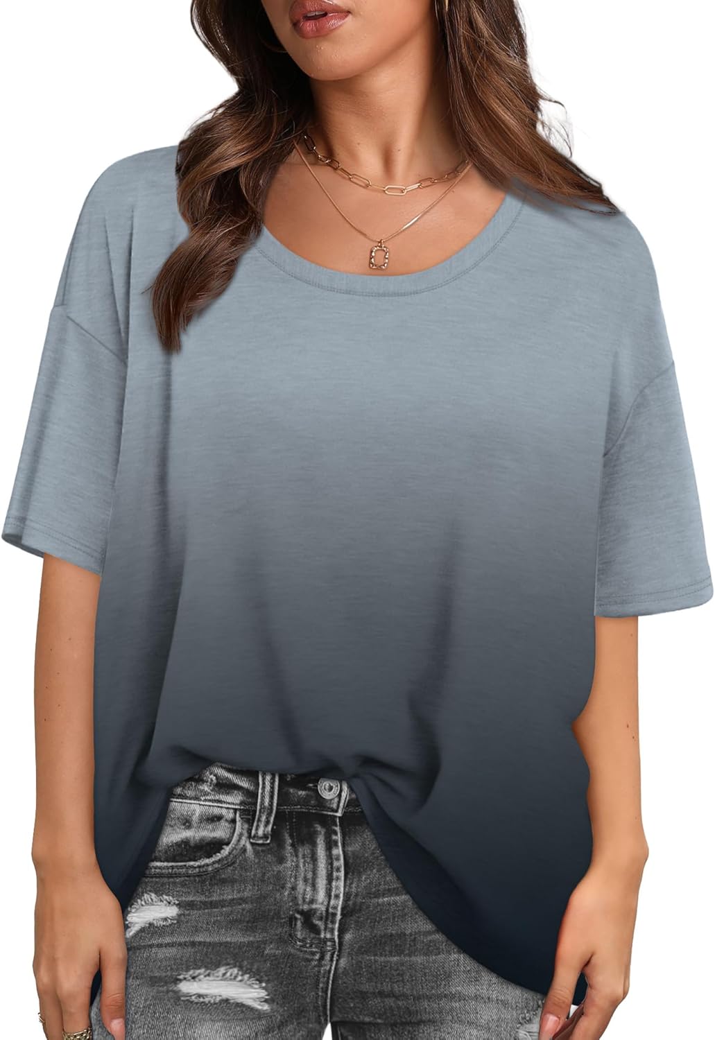 XIEERDUO Oversized T Shirts for Women Summer Short Sleeve Tops Loose Scook Neck...