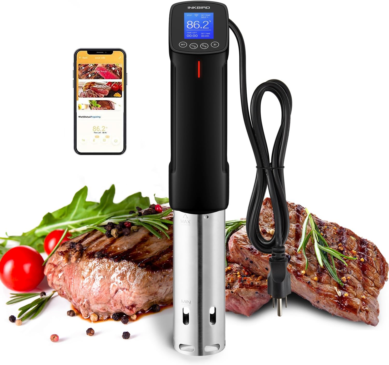Inkbird WIFI Sous Vide Machine ISV-100W, 1000 Watts Sous-Vide Cooker Immersion C...